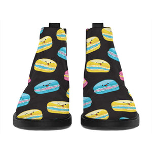 Happy Macarons Pattern Print Flat Ankle Boots