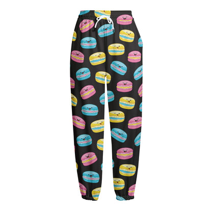 Happy Macarons Pattern Print Fleece Lined Knit Pants