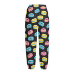 Happy Macarons Pattern Print Fleece Lined Knit Pants