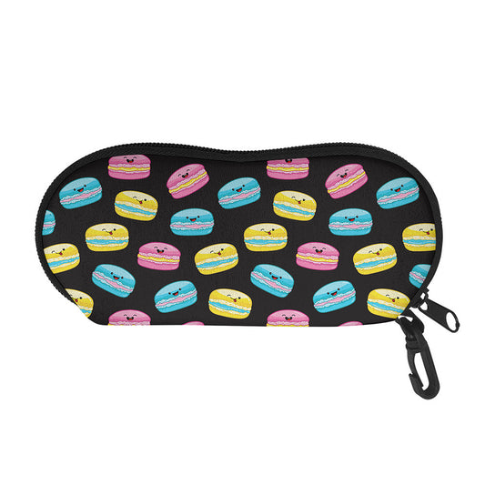 Happy Macarons Pattern Print Glasses Case