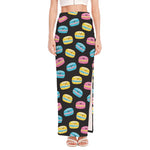 Happy Macarons Pattern Print High Slit Maxi Skirt