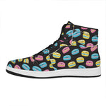 Happy Macarons Pattern Print High Top Leather Sneakers