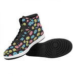 Happy Macarons Pattern Print High Top Leather Sneakers