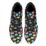 Happy Macarons Pattern Print High Top Leather Sneakers