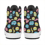 Happy Macarons Pattern Print High Top Leather Sneakers