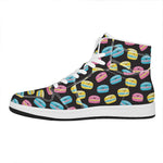 Happy Macarons Pattern Print High Top Leather Sneakers