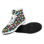 Happy Macarons Pattern Print High Top Leather Sneakers