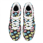 Happy Macarons Pattern Print High Top Leather Sneakers