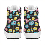 Happy Macarons Pattern Print High Top Leather Sneakers