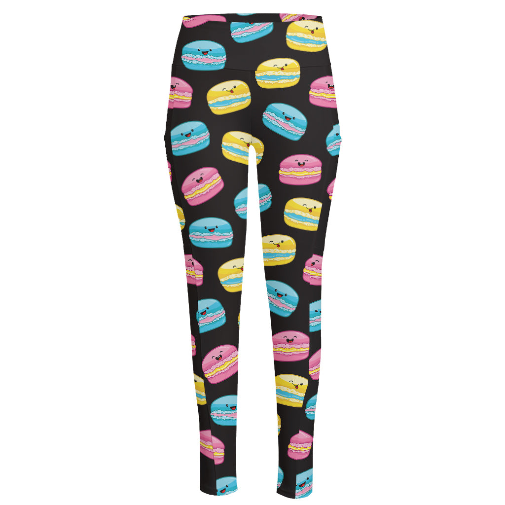 Happy Macarons Pattern Print High-Waisted Pocket Leggings