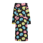 Happy Macarons Pattern Print Hooded Bathrobe