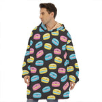 Happy Macarons Pattern Print Hoodie Blanket