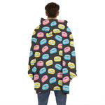Happy Macarons Pattern Print Hoodie Blanket