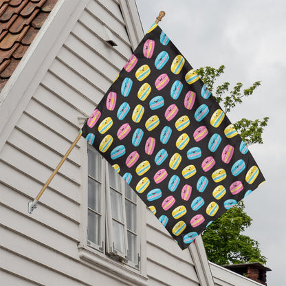 Happy Macarons Pattern Print House Flag