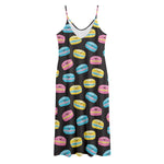Happy Macarons Pattern Print Jersey Midi Cami Dress