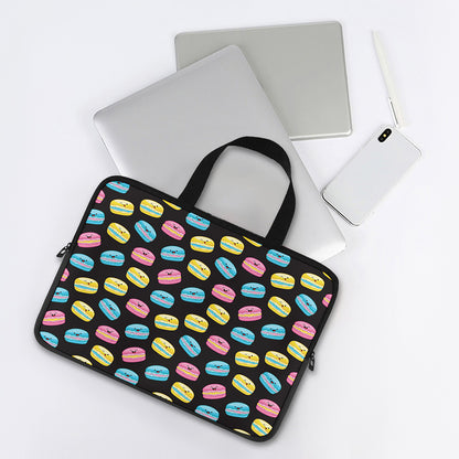Happy Macarons Pattern Print Laptop Sleeve With Handle