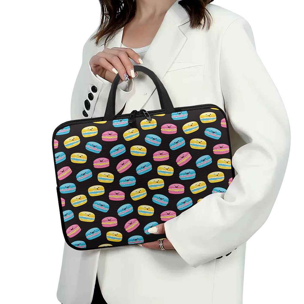 Happy Macarons Pattern Print Laptop Sleeve With Handle