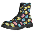 Happy Macarons Pattern Print Lace-Up Boots