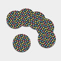 Happy Macarons Pattern Print Leather Coaster Set