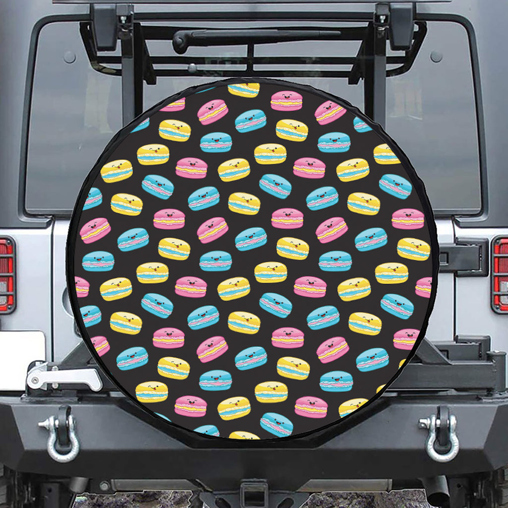 Happy Macarons Pattern Print Leather Spare Tire Cover