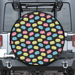 Happy Macarons Pattern Print Leather Spare Tire Cover