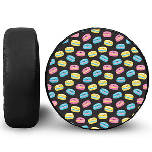 Happy Macarons Pattern Print Leather Spare Tire Cover