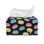 Happy Macarons Pattern Print Leather Tissue Box Cover