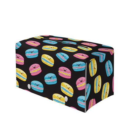Happy Macarons Pattern Print Leather Tissue Box Cover