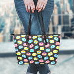Happy Macarons Pattern Print Leather Tote Bag