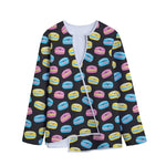 Happy Macarons Pattern Print Long Sleeve Short Coat