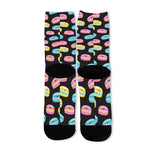 Happy Macarons Pattern Print Long Socks