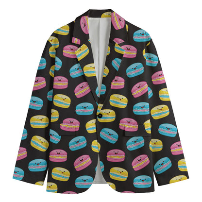 Happy Macarons Pattern Print Men's Blazer