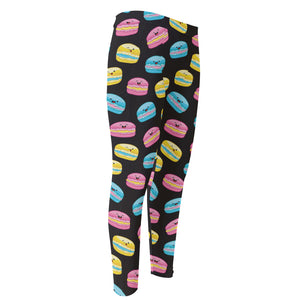 Happy Macarons Pattern Print Men's Compression Pants