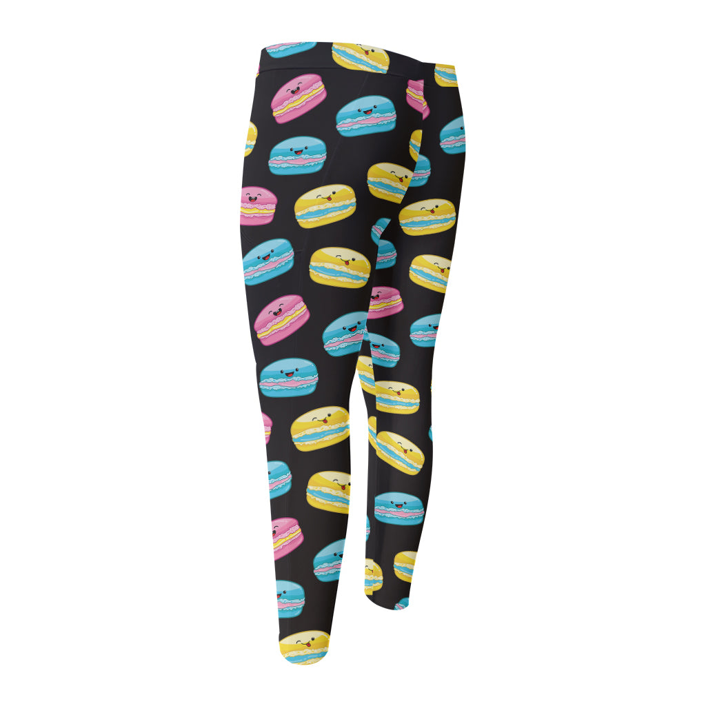 Happy Macarons Pattern Print Men's Compression Pants