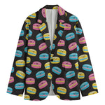 Happy Macarons Pattern Print Men's Cotton Blazer