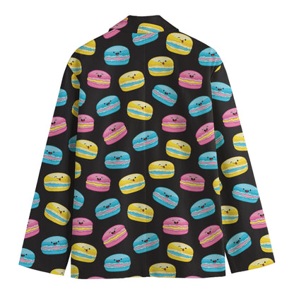 Happy Macarons Pattern Print Men's Cotton Blazer