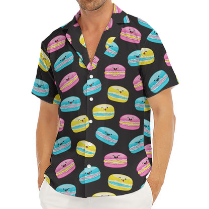 Happy Macarons Pattern Print Men's Deep V-Neck Shirt