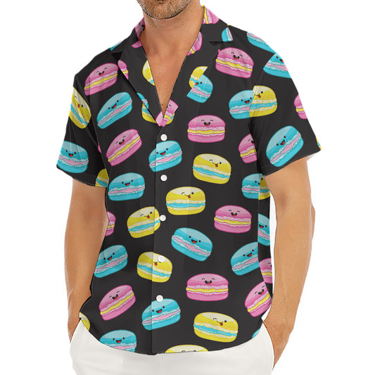 Happy Macarons Pattern Print Men's Deep V-Neck Shirt