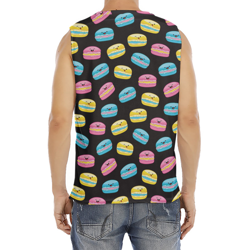 Happy Macarons Pattern Print Men's Fitness Tank Top