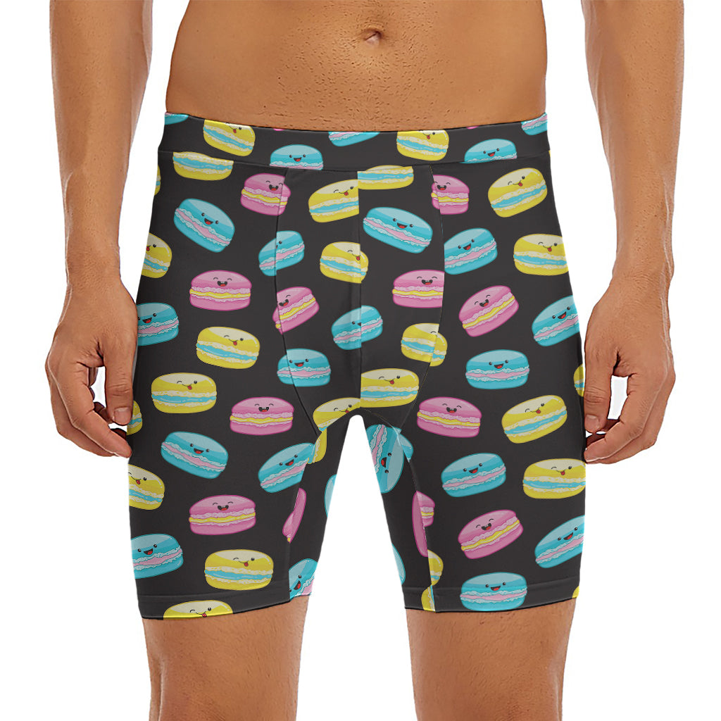 Happy Macarons Pattern Print Men's Long Boxer Briefs