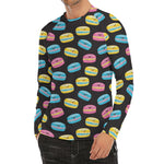 Happy Macarons Pattern Print Men's Long Sleeve Rash Guard