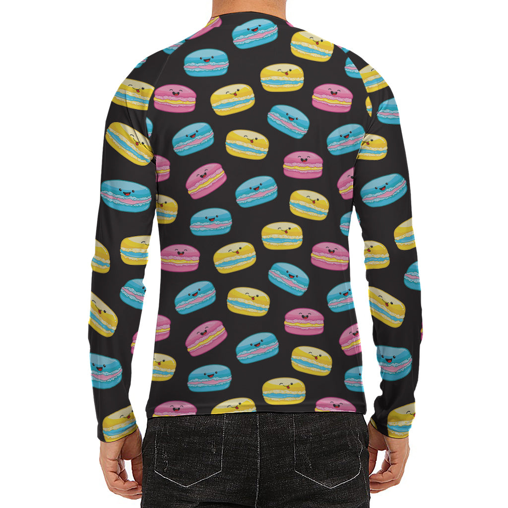 Happy Macarons Pattern Print Men's Long Sleeve Rash Guard