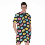 Happy Macarons Pattern Print Men's Rompers