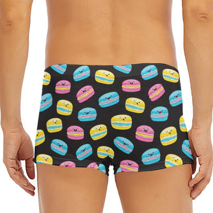 Happy Macarons Pattern Print Men's Short Boxer Briefs