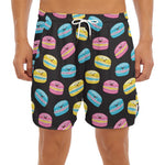 Happy Macarons Pattern Print Men's Split Running Shorts