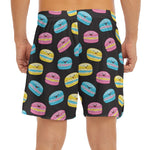 Happy Macarons Pattern Print Men's Split Running Shorts