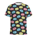 Happy Macarons Pattern Print Men's Athletic T-Shirt