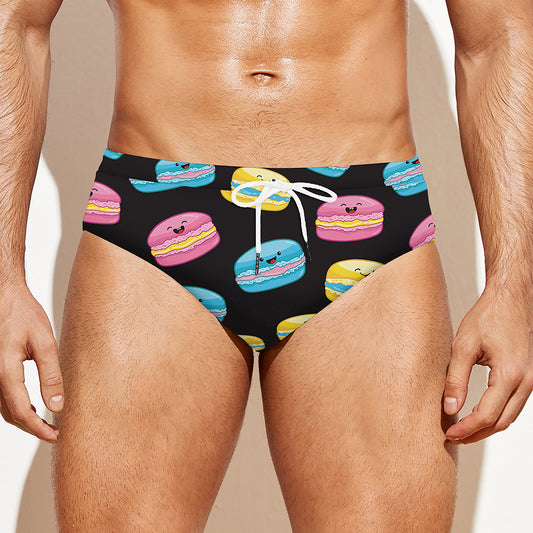 Happy Macarons Pattern Print Men's Swim Briefs