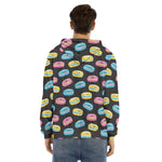 Happy Macarons Pattern Print Men's Velvet Pullover Hoodie