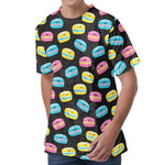 Happy Macarons Pattern Print Men's Velvet T-Shirt